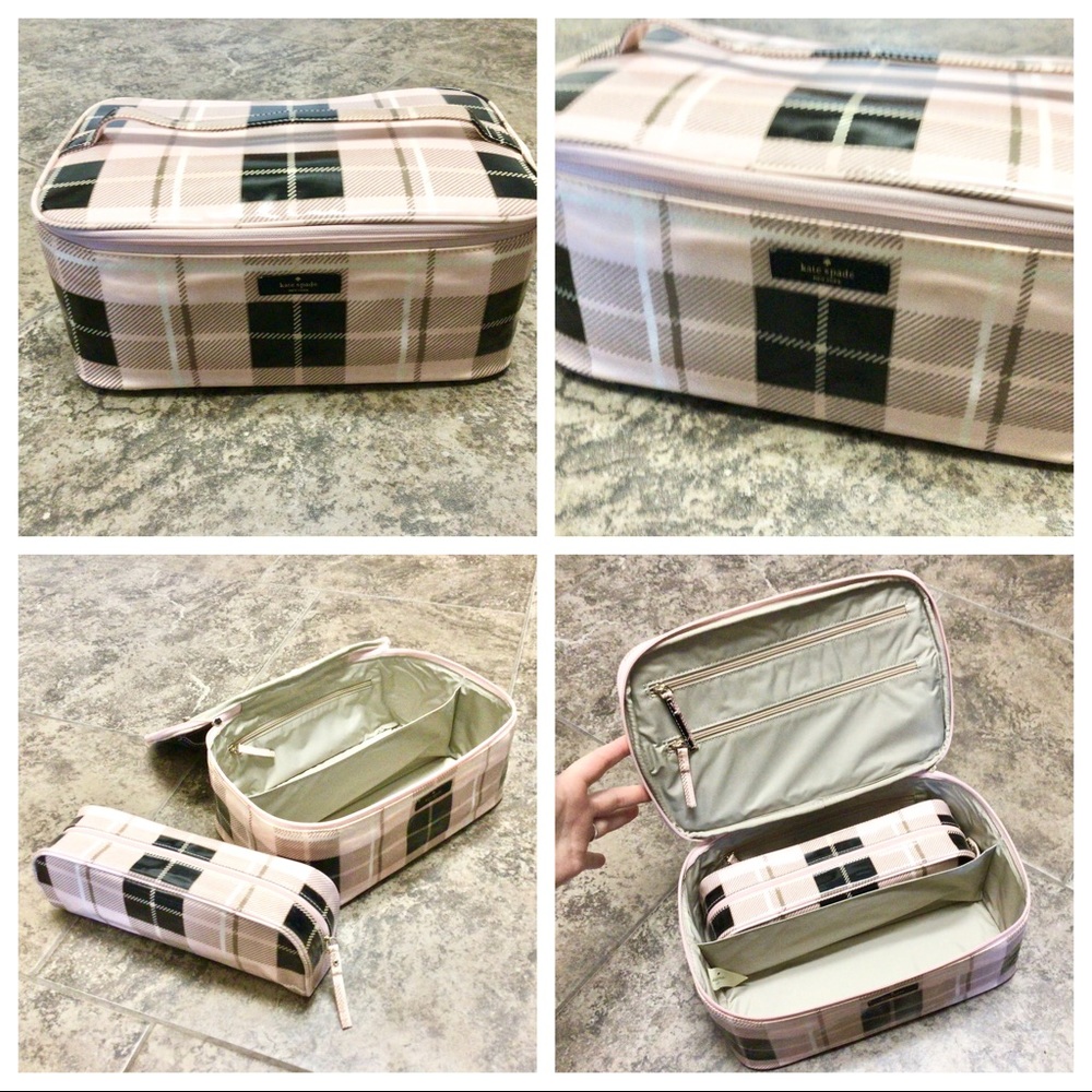 KATE SPADE COLIN COSMETIC SET PINK PLAID